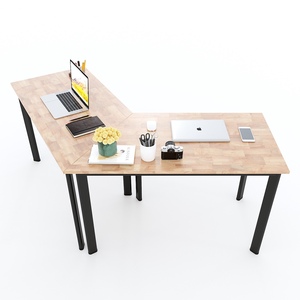 Ensemble de 2 tables trapézoïdales 120x60cm, style design minimaliste, en bois d'hévéa, système Lego 2 HBLG026 - Product Image 1