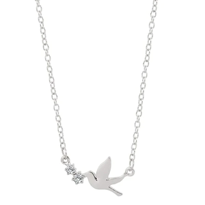 Colgante de pájaro de acero inoxidable de moda con baño de oro, diamantes y perlas como piedras principales, alas de aleación y cadena de eslabones para regalos budistas - Product Image 4