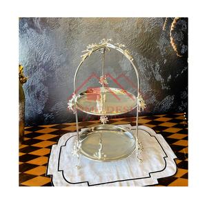 Support de gâteau décoratif en argent avec Logo personnalisé pour décor d'affichage de mariage, support de gâteau en métal à 2 niveaux, tasse de fête d'anniversaire - Product Image 1