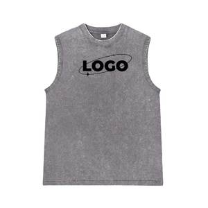 2025 New Trend Acid Washed <b>Distressed</b> Tank <b>Tops</b> for Men Plain Blank Cotton Oversized Drop Shoulder vintage Tank <b>Tops</b> for Men - Product Image 2