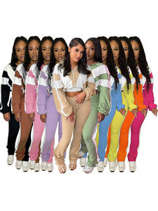 2025 estilo mujer Otoño Invierno dos piezas terciopelo conjunto de dos piezas bolsillo con cremallera manga larga Mujer traje ropa 2 piezas - Product Image 2