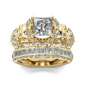 Jeulia Platinum Tone Princess Cut Zircon Geometric <b>Skull</b> <b>Ring</b> - Product Image 2