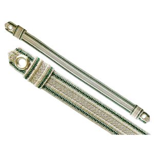 Correa de Sombrero Personalizable Plateada con Rayas Verdes, Plateada Metálica y Azul, Cordón de Macramé Trenzado Dorado con Acabado Recubierto - Product Image 1