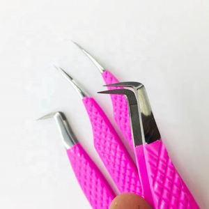 Pince à cils en titane à pointe en fibre maigre professionnelle à 90 degrés enduit bleu bébé pour les cils de volume - Product Image 3