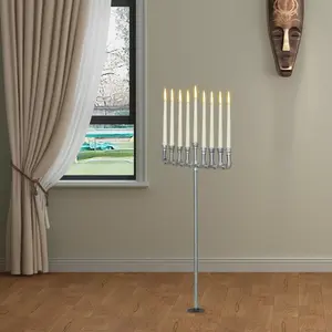 Hanukkah menorah ท่อโลหะชุบสังกะสีแบบโบราณเชิงเทียนสำหรับตกแต่งบ้าน - Product Image 1