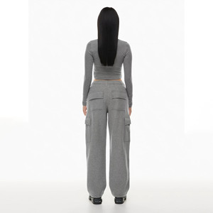 Pantalon cargo à taille haute pour femmes en gros 80% coton, pantalon cargo pour femmes en polyester 20% - Product Image 5