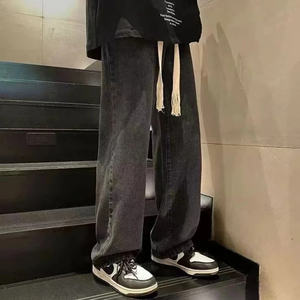 กางเกงยีนส์ขาบานสำหรับผู้ชายขายส่งกางเกงยีนส์ทรงหลวมแนวสตรีทแวร์สไตล์ฮิปฮอปแฟชั่นคุณภาพสูงวินเทจสีฟ้า - Product Image 3