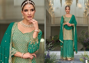 New Latest Wholesale Premium <b>Silk</b> With Heavy Embroidery Work Kurti With Embroidery Work Plazo With Embroidery Work Duppatta - Product Image 2