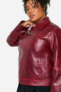 Chaqueta de Cuero Transpirable de Punto para Mujer, Estilo Motociclista, Diseño Personalizado OEM, Suministro de Alta Calidad - Product Image 6