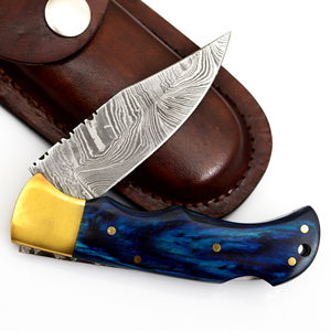 Navaja de Bolsillo Deslizante de Acero de Damasco Hecha a Mano Personalizable, Navaja de Camping Multifuncional de Madera OEM, Hoja de Grado Industrial - Product Image 6