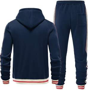 ชุดวอร์มผ้าฟลีซเข้ารูปสำหรับผู้ชายเซต2ชิ้นมีฮู้ดแบบรูดซิปและกางเกงวอร์มสำหรับฤดูหนาวยิม - Product Image 2