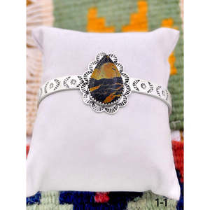 Southwest Handmade Black Jack Turquoise Sterling Silver Fashion Cuff Bracelet Elegant Black Jack Turquoise Silver Cuff for Women - Product Image 1