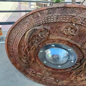 Boucliers d'armure Viking en métal médiéval nouveau modèle Jelling Norse Drake sculpté rond pour l'extérieur Design moderne du milieu du siècle - Product Image 4