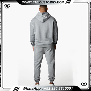 ชุดเซ็ตเสื้อฮู้ดดี้ผ้าฟลีซระบายอากาศสำหรับฤดูหนาวแบบสั่งทำสำหรับผู้ชายขายส่ง และชุดวอร์มกีฬาแบบจ็อกเกอร์ - Product Image 2