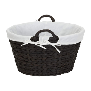 Panier de rangement en jacinthe d'eau naturelle noire doublure en osier rotin avec poignées en bambou maison jonc de mer panier à linge tissé caractéristiques - Product Image 4