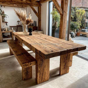 Handmade Modern Rustic Square Solid <b>Wood</b> <b>Dining</b> <b>Table</b> Eco-Friendly Elegant Farmhouse Kitchen Furniture for Country Home Hotel - Product Image 1
