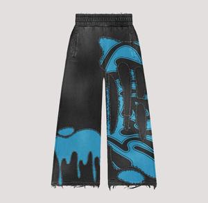 Pantalon de survêtement évasé vintage lavé à l'acide pour hommes, ensemble de sweat à capuche Streetwear sérigraphié survêtement d'hiver délavé au soleil - Product Image 5