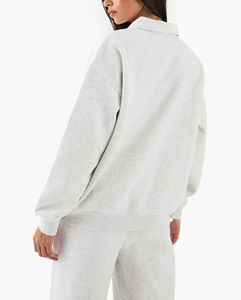 Sudadera de Mujer con Bloques de Color Estampados, Precio al por Mayor, 100% Algodón, Estilo Holgado, Hombros Caídos, Ropa de Invierno, Logotipo Personalizado - Product Image 4