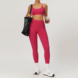 Conjunto Deportivo de 2 Piezas para Mujer, Personalizado, con Leggings y Sujetador Deportivo, Color Sólido, Tejido Transpirable y Ecológico, Opciones de Cintura Delantera, Secado Rápido - Product Image 5