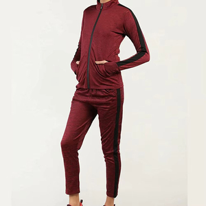 Survêtement de jogging pour femmes de haute qualité sur mesure, 2 pièces, col montant, motif uni, vente en gros d'hiver, survêtements pour femmes - Product Image 2