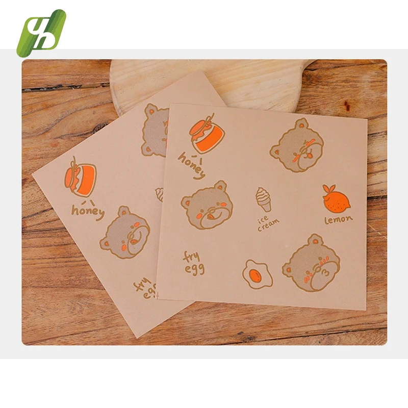 Takeaway Food Wrap Paper Custom Logo Greaseproof Paper for Restaurant and Cafe Packaging
