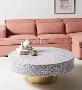 Table basse personnalisée haut de gamme faite à la main élégante traditionnelle incrustation d'os or en acier inoxydable meubles de maison décoratifs pour vivre - Product Image 3