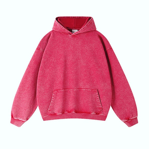 เสื้อฮู้ดดี้ทรงหลวมแบบย้อมสีเอซิด ปรับแต่งได้ ผ้าคอตตอน 85% โพลีเอสเตอร์ 15% ดีไซน์ไหล่ตก มีเชือกผูกโลโก้ สไตล์ลำลอง ใส่ได้ในฤดูหนาว ลายดิจิทัล - Product Image 3