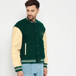 Veste universitaire de baseball de qualité supérieure, style bomber, personnalisable, couleur personnalisée, manches en cuir véritable, devant personnalisé - Product Image 2