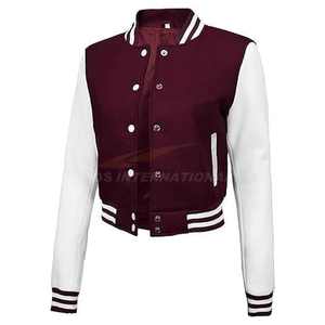 Personalizado para mujer recortada Varsity chaqueta OEM bordado logotipo personalizado béisbol Letterman chaquetas fábrica a granel proveedor - Product Image 6