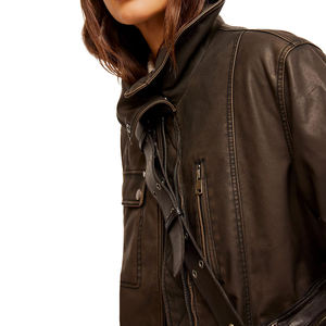 Chaqueta de Cuero para Mujer al por Mayor, Chaqueta de Cuero de Manga Larga, Diseño OEM, Logotipo Personalizado, Chaquetas de Cuero Transpirables para Mujer - Product Image 6