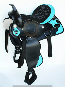 Ensemble de selle de course de baril synthétique occidentale haut de gamme, légère, durable et confortable pour le rodéo, la randonnée et la performance équestre SAISHAS - Product Image 2