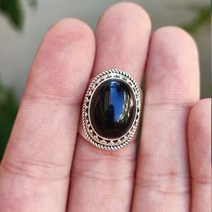 Handmade 925 Sterling Silver Women's <b>Statement</b> <b>Ring</b> Natural Black Onyx Oval Gemstone for Party Cocktail - Product Image 2