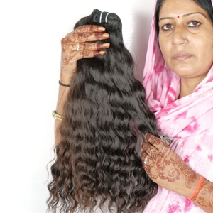 Extensiones de cabello humano de templo indio sin procesar Remy de trama doble, máquina barata, cutícula alineada, tejido ondulado, onda profunda suelta - Product Image 2