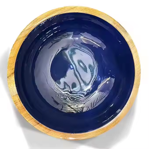 2025 fait à la main en bois naturel saladier vaisselle écologique bol en bois imprimé à l'intérieur décalcomanie émail bois fruits saladiers - Product Image 2