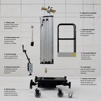 Plateforme élévatrice mobile à mât unique en alliage d'aluminium, hydraulique, 6m, 8m, 10m, couleur personnalisée