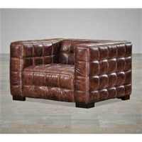 Canapé Chesterfield moderne une place en cuir véritable marron, 100% bois, capitonné, avec fonctions de massage, design de luxe pour appartement