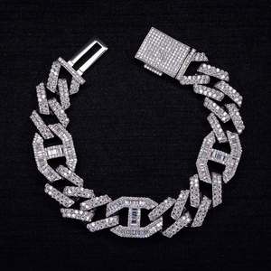 Ensemble collier et bracelet Hailer Custom Miami Big GRA Diamond Link VVS S925, plaqué rhodium, style tendance, pour cadeau de mariage - Product Image 1