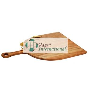 Tabla de queso de madera de diseño fabuloso, tabla de cortar para accesorios de cocina, tabla de queso de madera de borde plano con diseño de hoja dorada - Product Image 1