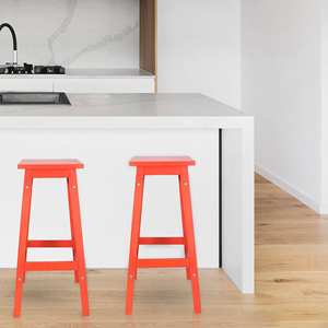 Well Home 'Laira' Set di 2 Sgabelli da Bar 70cm in Legno di Pino Corallo Eleganti e Raffinati - Product Image 4