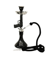 FALAH HH73 Chicha Designer Portable Moderne avec Miroir, Base en Verre Cristal, Tuyau en Alliage d'Aluminium, Porte-charbon, Durable et de Haute Qualité