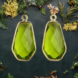 Plata de Ley 925 sólida de la mejor calidad, colgante de conector de amuleto de oro de 18 quilates relleno de cuarzo peridoto Hydro 12x20mm Checker Cut Loop - Product Image 4