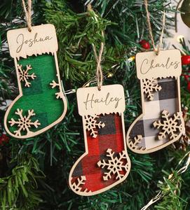 Custom Logo Engraved <b>Wooden</b> <b>Christmas</b> Hanging Ornaments Laser Cut MDF Sock/<b>Tree</b> Wall Decor for Home & Party Supplies - Product Image 2