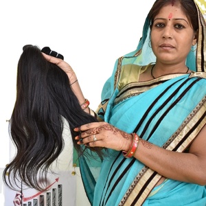 100% Cutícula alineada Virgen Negro Cuerpo recto Onda Paquetes Extensiones de cabello humano indio crudo Onda natural Procesada químicamente - Product Image 1