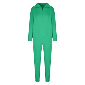 Conjunto de pantalones de chándal de pierna ancha personalizados, chándal para mujer, conjunto de ropa de calle para mujer, conjunto de 2 piezas con bordado desgastado para mujer - Product Image 3