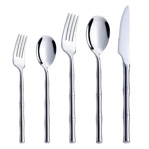 Juego de cubiertos de acero inoxidable de oro rosa de primera calidad, cubiertos de comedor para el hogar con diseño único y pulido de espejo para eventos de boda - Product Image 6