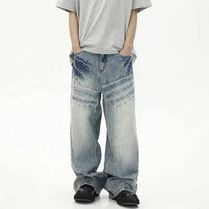 Haute qualité 100% coton Premium lavé Denim tie-dye singe lavé en détresse Vintage jambe droite pantalons décontractés pour hommes - Product Image 1