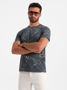2025 Nueva Camiseta de algodón con cuello redondo para hombres de manga corta de Color sólido impreso microfibra al por mayor personalizada para hombres - Product Image 3