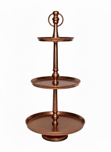 Support à gâteau carré en métal à 3 niveaux en or antique, piédestal à dessert, tour de présentation pour la décoration de mariage, vintage de luxe - Product Image 5