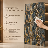 Panneau mural en PVC brillant MORLENX Luxury Dark Gold Vein UV Marble Sheet pour la décoration intérieure d'hôtels et de villas