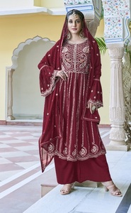 Parte inferior de Kurtis con corte Mayra indio y pakistaní para mujer con Dupatta New Pakistani Fox Georgette bordado trabajo a mano venta en línea - Product Image 2